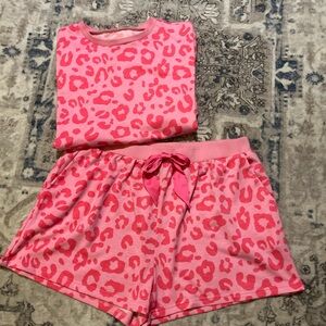 Pink Leopard Print Pajama Set